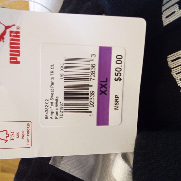 Puma XXL Jogging White Jogging Pants - Picture 4 of 4
